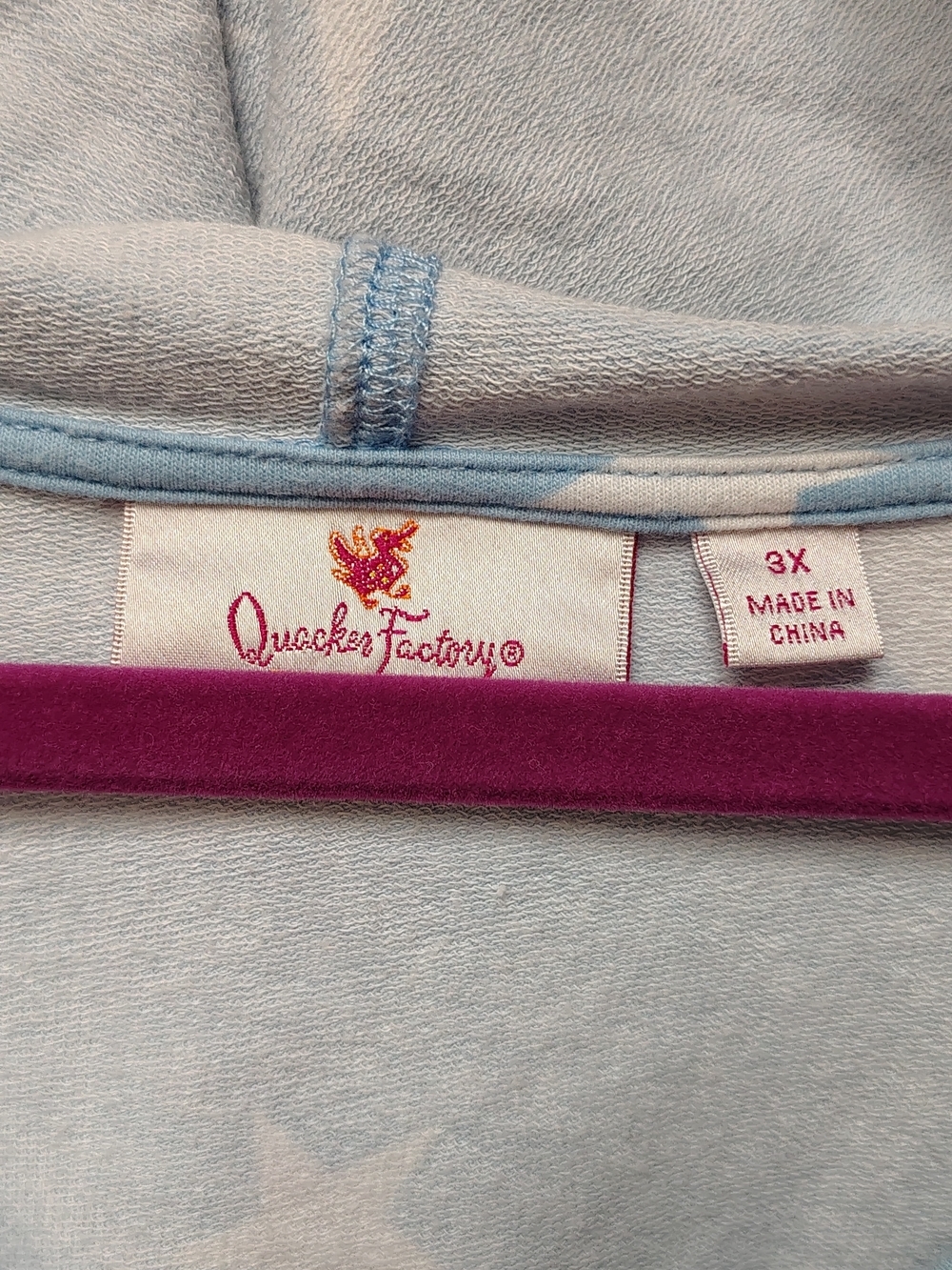 New Quacker Factory Light Blue Star Hoodie - Picture 3 of 4